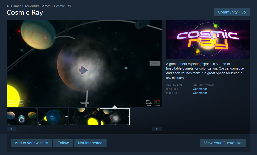 Cosmic Ray - casual space exploration (out now on Steam!)